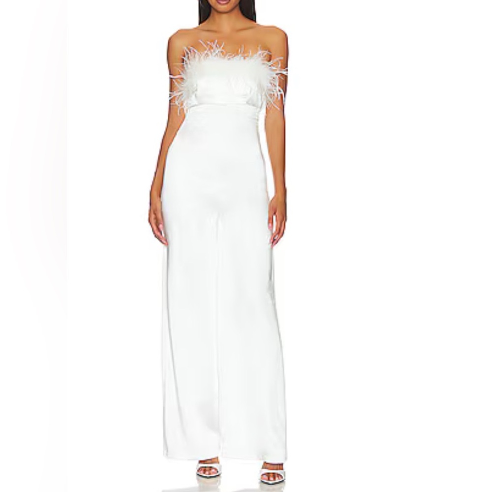 Lovers + Friends White Feather Jumpsuit